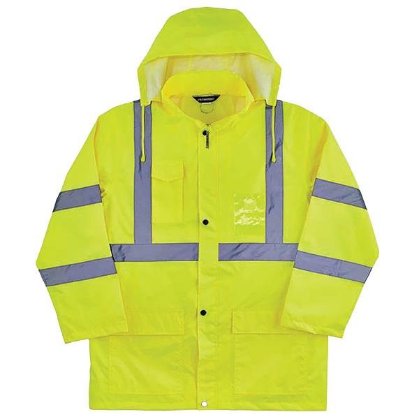 Ergodyne Glowear 8366 Lightweight Hi-Vis Class 3 Rain Jacket, Type R, Large, Lime
