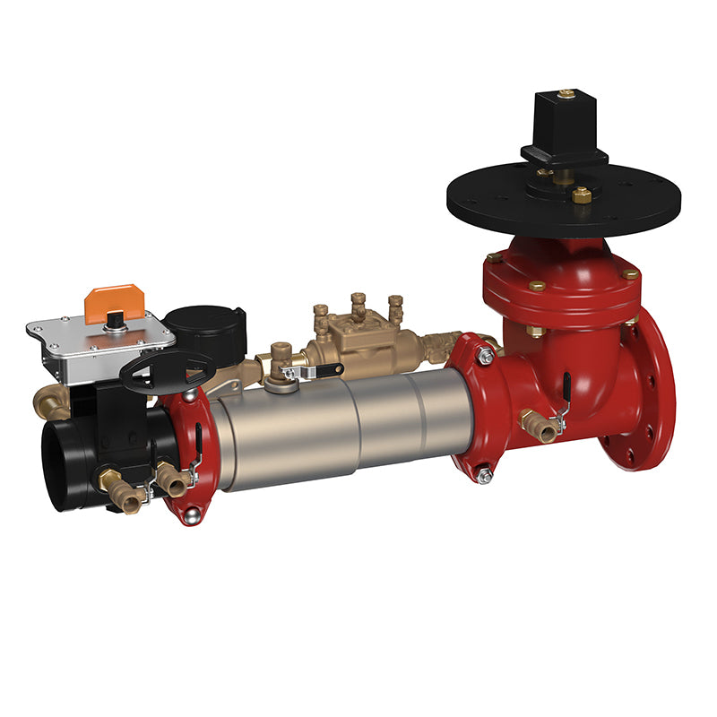 Ames® 4" C300-BFGXPIV-CFM Colt Double Check Detector Assembly, Grooved Gear Butterfly Valve x Post Indicator Valve, Cubic Feet Meter
