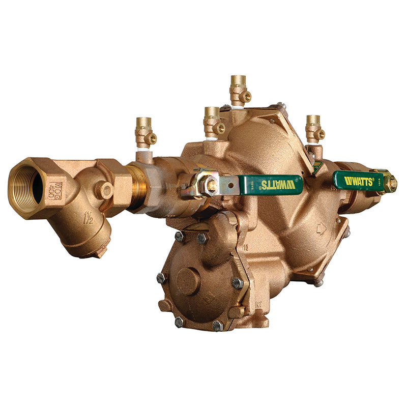 Watts® 2" LF909M1-QT-S-HW Reduced Pressure Zone Assembly, Lead-Free, Quarter Turn Shutoffs, Stainless Steel Check Module, Bronze Strainer
