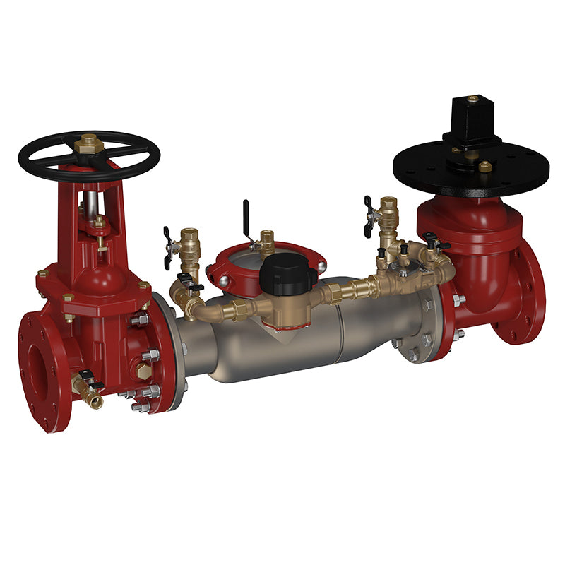 Ames® 10" 3000SS-OSYXPIV-CFM Double Check Detector Assembly, OSY Shutoff Valve x Post Indicator Valve, Cam-Check Valves, Cubic Feet Meter