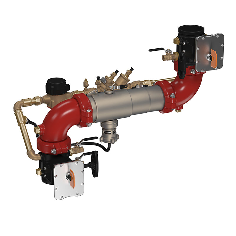 Watts® 8" LF957ZRPDA-DOSY-CFM Reduced Pressure Detector Assembly, Lead-Free, Z Pattern, Domestic OSY Shutoff Valves, Cubic Feet Meter