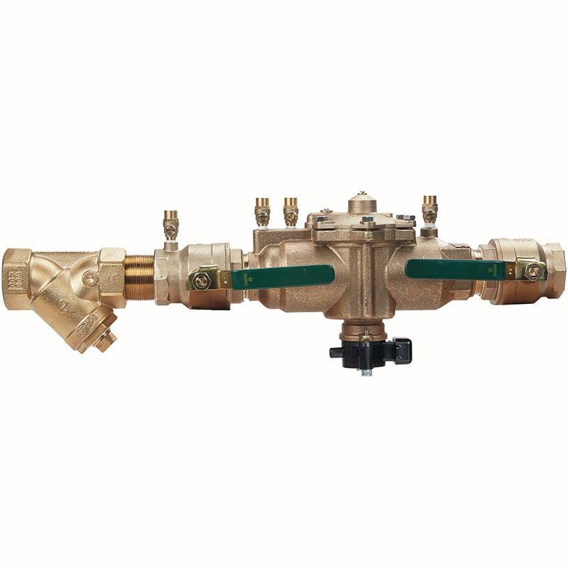 Watts® 2" 009M2-QT-S-FS Bronze Reduced Pressure Zone Assembly, Quarter Turn Shutoff Valves, Strainer, Flood Sensor