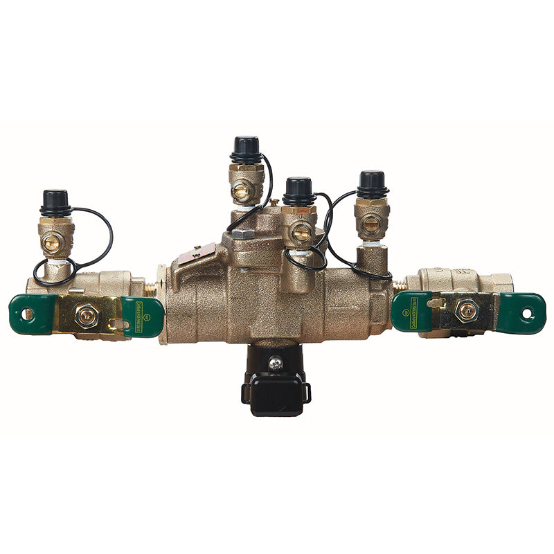Watts® 1/2" 009-QT-CT-FS Bronze Reduced Pressure Zone Assembly, Quarter Turn Shutoff Valves, Cap and Tether, Flood Sensor