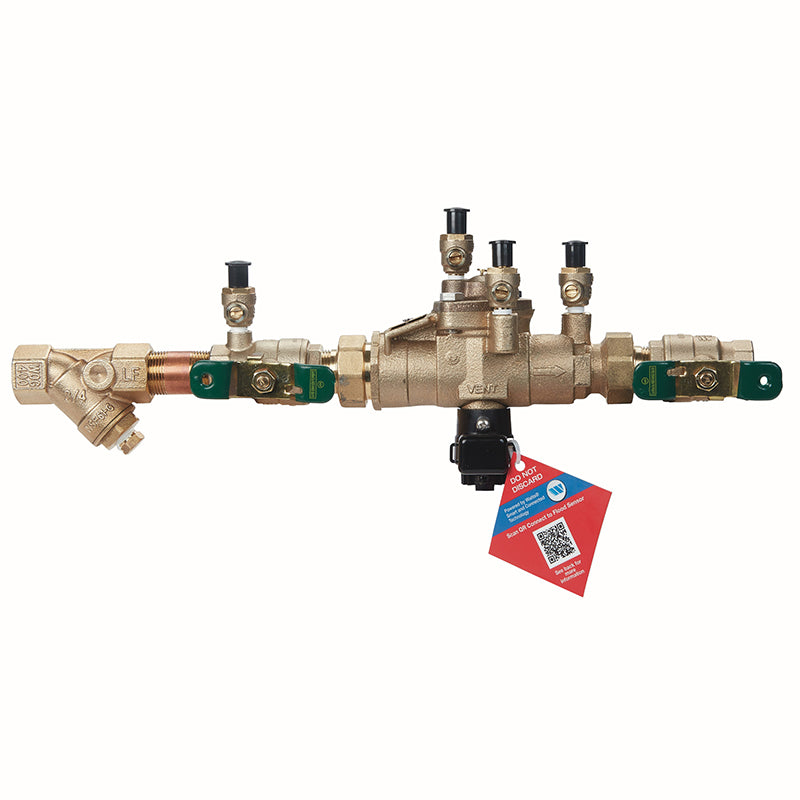 Watts® 3/4" LFU009M2-QT-S-FS Reduced Pressure Zone Assembly, Lead-Free, Quarter Turn Shutoff Valves, Union Connections, Strainer, Flood Sensor
