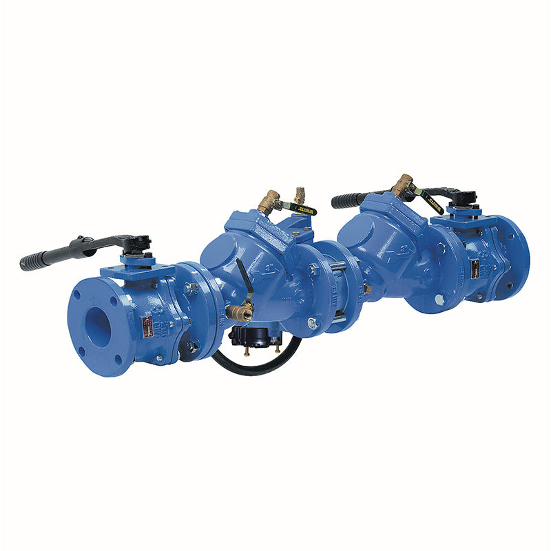 Watts® 4" LF909-QT-FDA-FS Reduced Pressure Zone Assembly, Lead-Free, ArmorTek Coating, FDA Epoxy Coated Quarter Turn Shutoff Valves, Flood Sensor