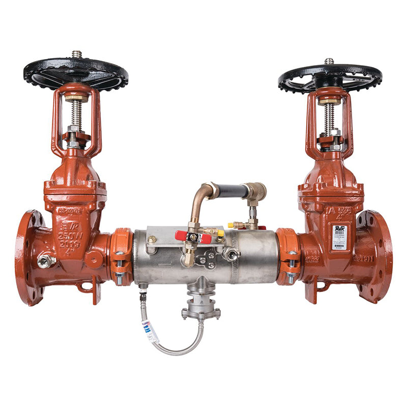 Deringer 4" D-4050G-LM Reduced Pressure Detector Assembly, OSY Shutoff Valves, Grooved Ends, Dual-Action Checks, Backflow Flood Sensor, Less Meter