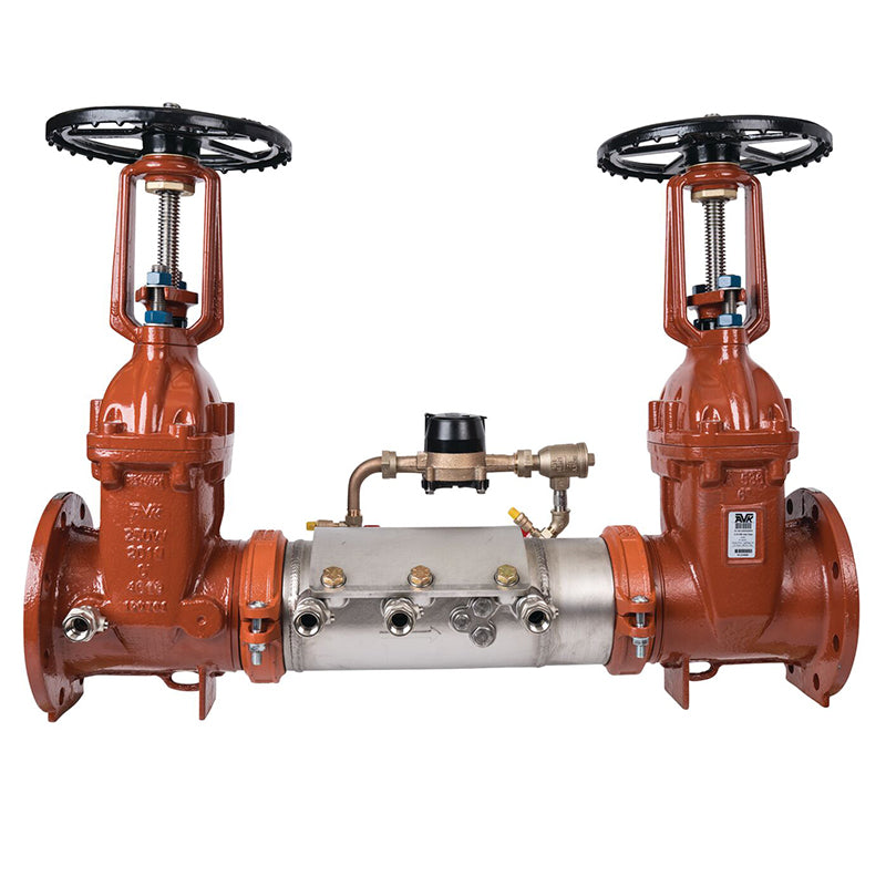 Deringer 6" D-6030G-CFM Double Check Detector Assembly, OSY Shutoff Valves, Grooved End Connections, Dual-Action Checks, Cubic Feet Meter