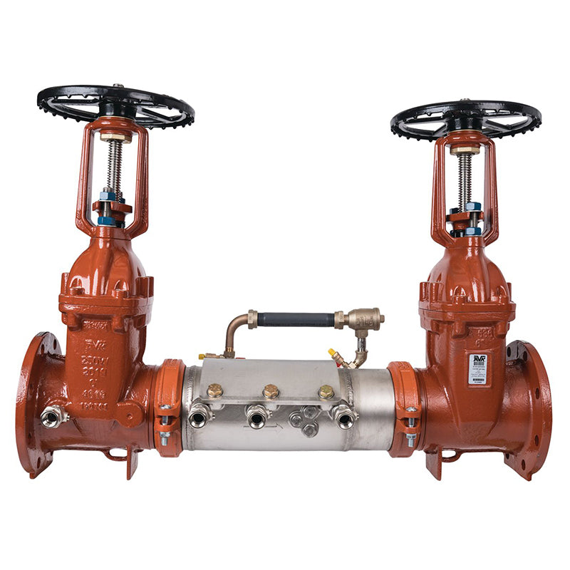 Deringer 6" D-6030G-LM Double Check Detector Assembly, OSY Shutoff Valves, Grooved End Connections, Dual-Action Checks, Less Meter