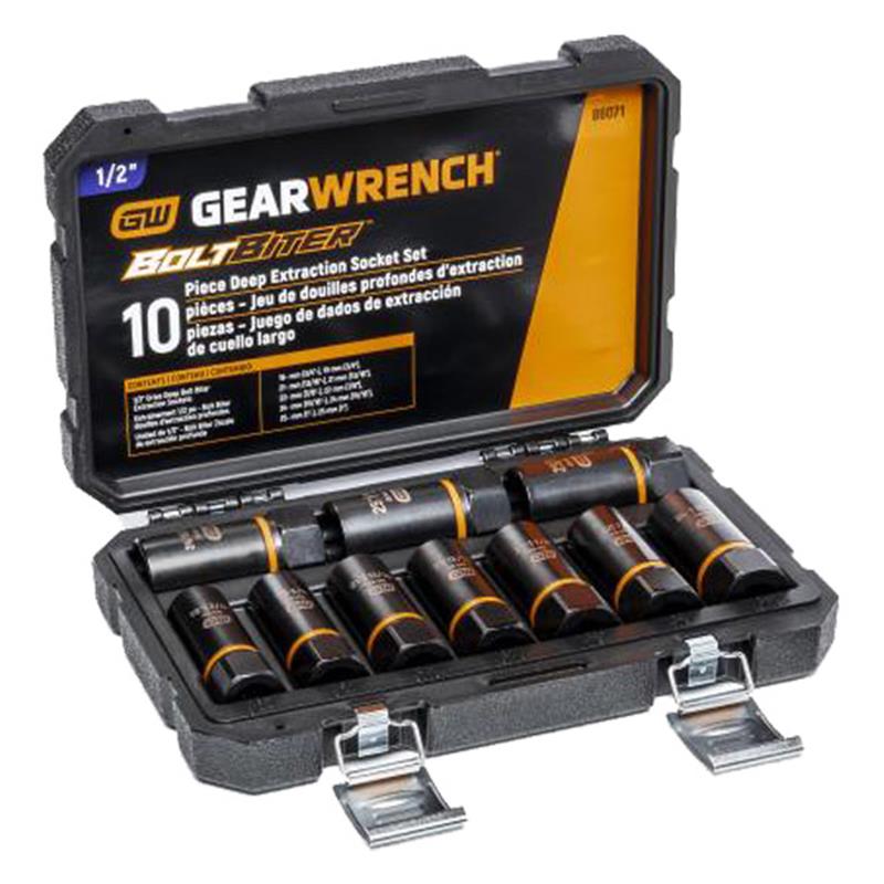 GearWrench® 10-Piece Bolt Biter™ Extraction Socket Set, 1/2" Drive, 1/Each