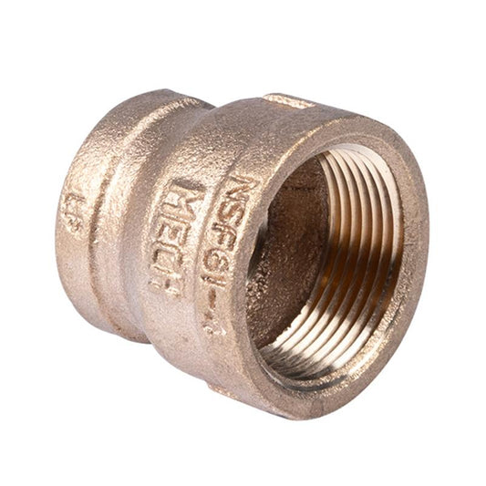 1 1/4" x 1" Lead Free Reducing Brass Coupling