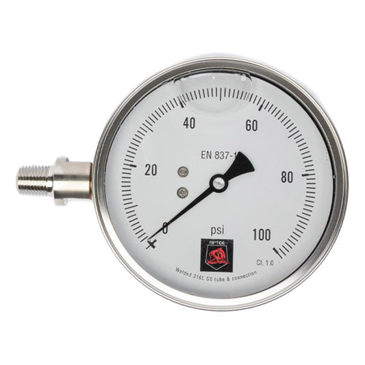 Riptide Glycerin Filled Calibrated Left Hand Gauge with Certificate
