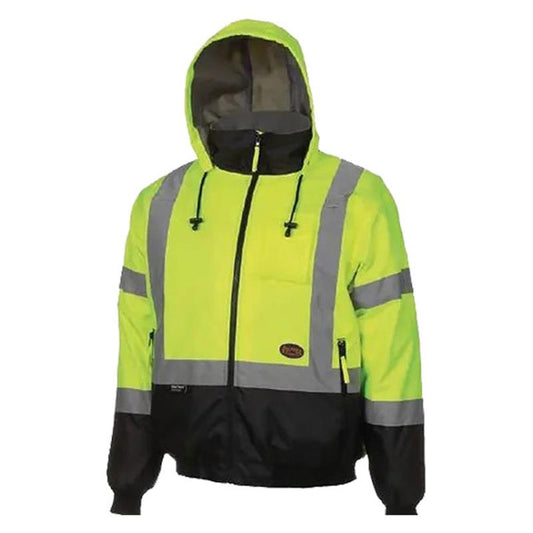 SureWerx™ Sellstrom® Pioneer®  2-in-1 Waterproof Bomber Jacket, Large, Hi-Vis Yellow/Green, 1/Each