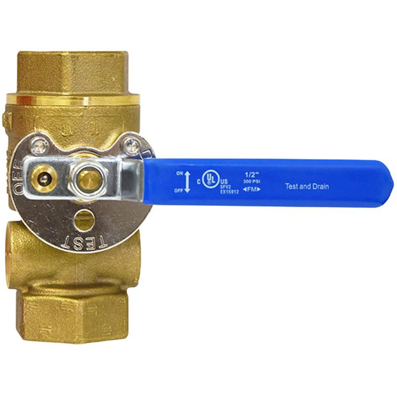 1.5 FIRE TEST AND DRA VALVE, STRAIGHT BODY, K5.6 ORIFICE, BRASS
