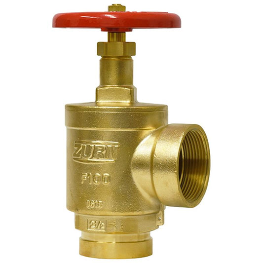 2.5 GRV X FNPT FIRE HOSE VALVE, ANGLE BODY, BRASS