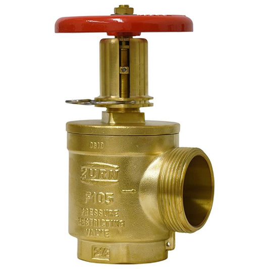 2.5 FNPT X NH PRESSURE RESTRICTG FIRE HOSE VALVE, ANGLE BODY, BRASS