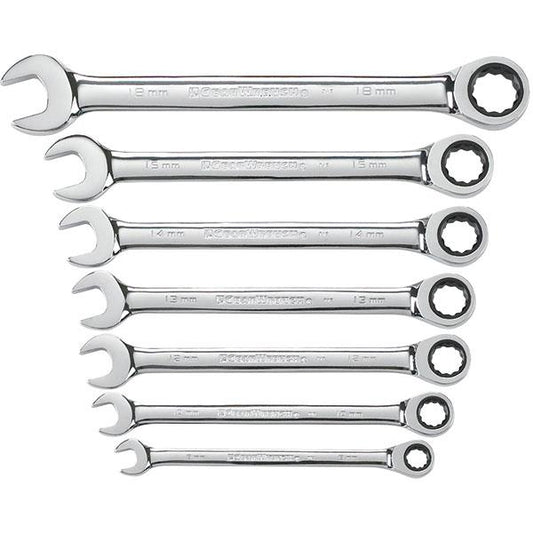 GearWrench 7-Piece, 12-Point Ratcheting Combination Wrench Set, Metric