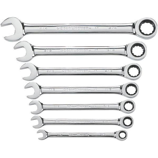 GearWrench 7-Piece, 12-Point Ratcheting Combination Wrench Set, SAE