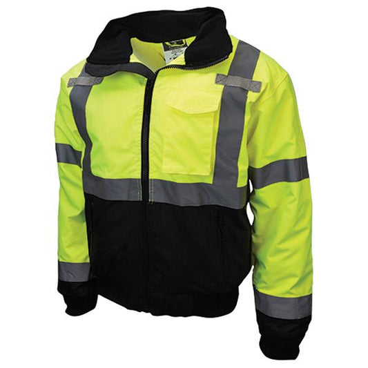 Radians Class 3 Two-In-One High Visibility Bomber Safety Jacket, Medium, Hi-Vis Green/Black
