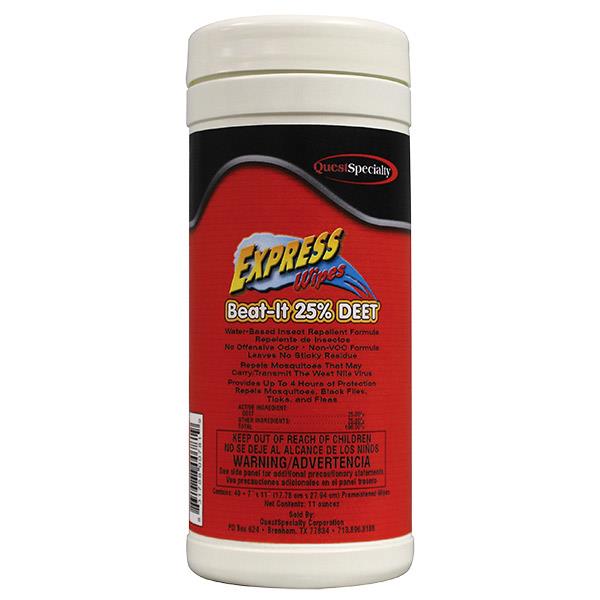 QuestSpecialty Beat-It 25% DEET Express Wipes