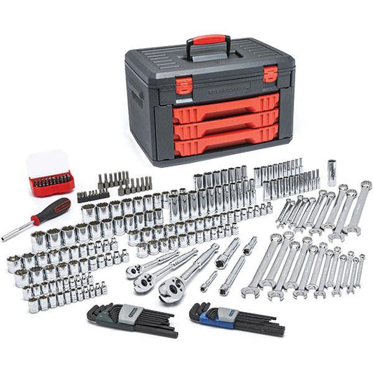 GearWrench 219 Piece, 6- and 12-Point Mechanic's Tool Set with 3-Drawer Storage Box, SAE/Metric