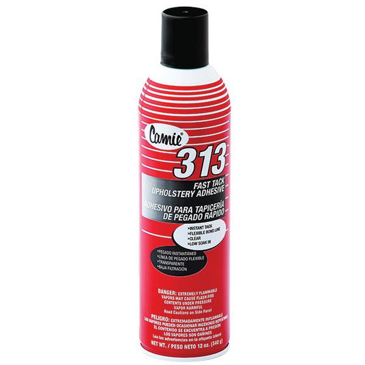 Camie 313 Fast Tack Upholstery Adhesive, 12 oz Aerosol, Clear, 12/Case