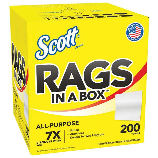 Scott Rags In A Box, 9" x 12", White, 8 Boxes/200 Each