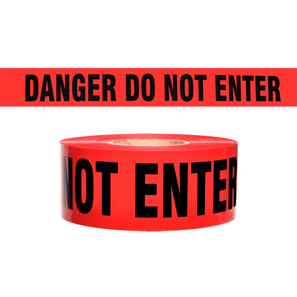 Presco Barricade Tape, 2 mil, "Danger Do Not Enter", Red, 8/Case