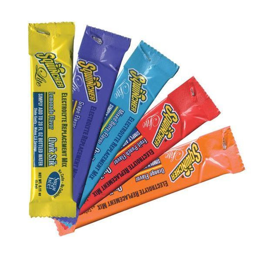 Sqwincher Qwik Stik Zero Single Serve, 0.11 oz Packs, 20 oz Yield, Assorted Flavors