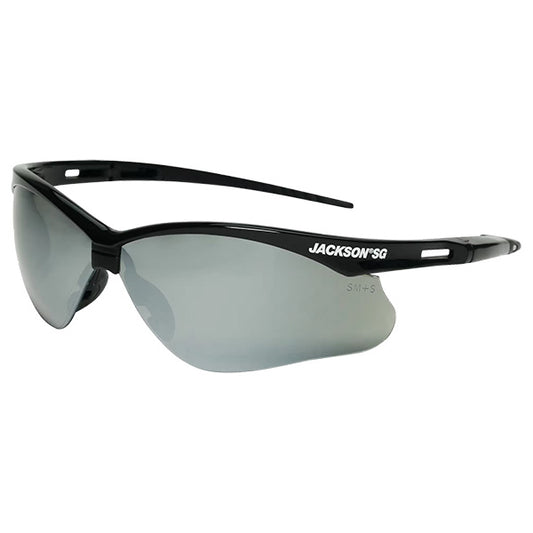 SureWerx™ Jackson® SG Safety Glasses, Black Frame w/ Smoke Mirror Anti-Scratch Lens, 1/Each