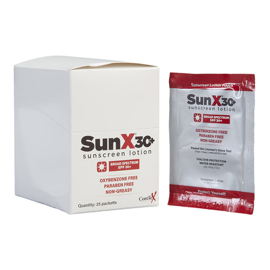 SunX 30+ Sunscreen Lotion, 0.25 oz, 25/Box