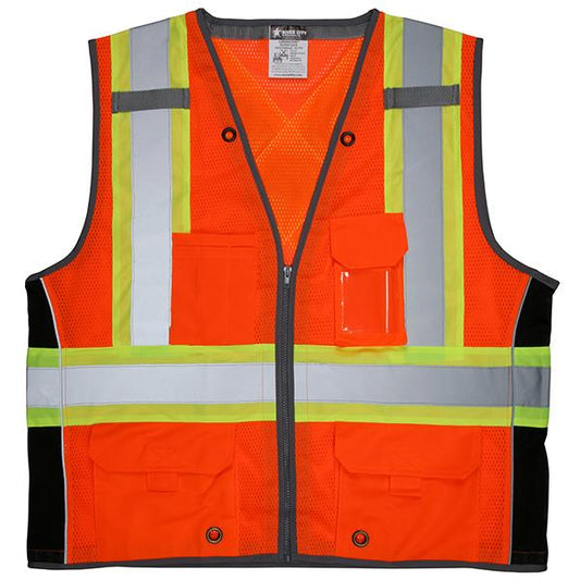 MCR Safety ANSI Class 2 and CSA Z96 Compliant Mesh Safety Vest, 2X-Large, Orange/Black