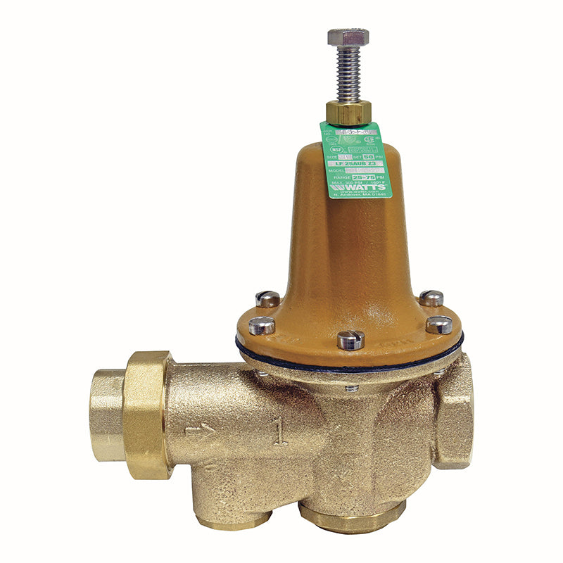 Watts® 1" LF25AUB-Z3 Water Pressure Reducing Valve, Lead-Free, NPT Female Union x NPT Female, Polymer Seat, Adjustable 25-75 psi