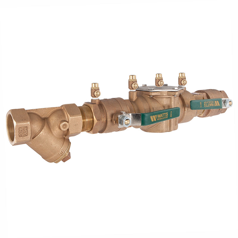 Watts® 2" 007M1-QT-S Bronze Double Check Valve Assembly, Quarter Turn Shutoff, Strainer, Single Top Entry