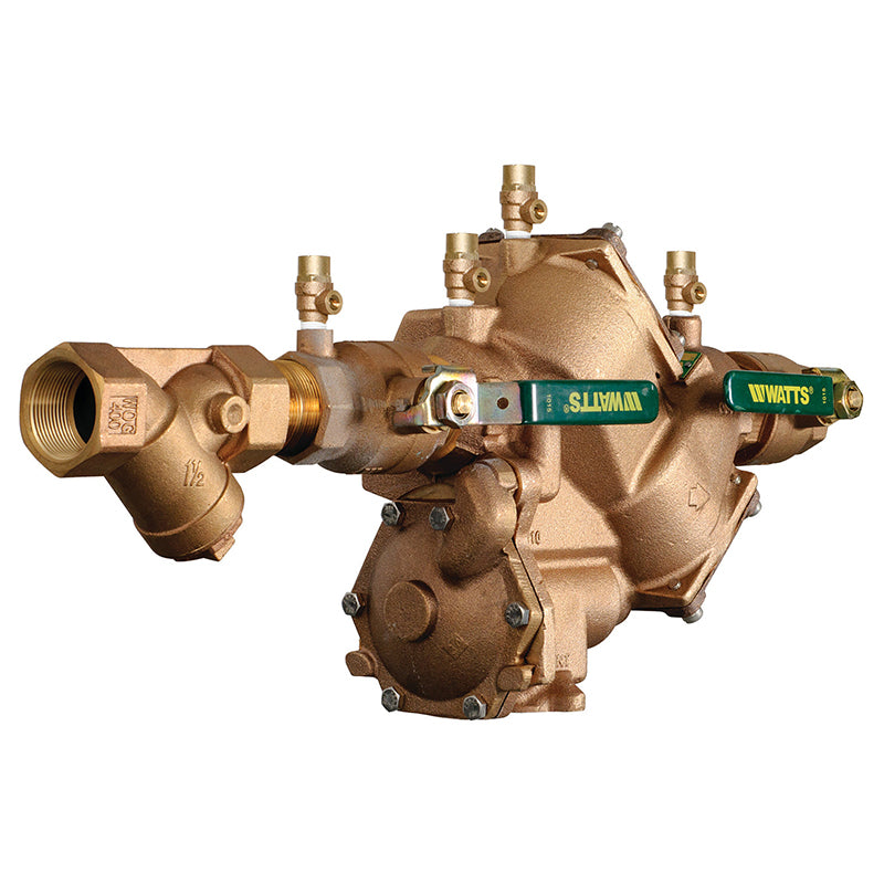 Watts® 1 1/2" LF909M1-QT-S-HW Reduced Pressure Zone Assembly, Lead-Free, Quarter Turn Shutoffs, Stainless Steel Check Module, Bronze Strainer