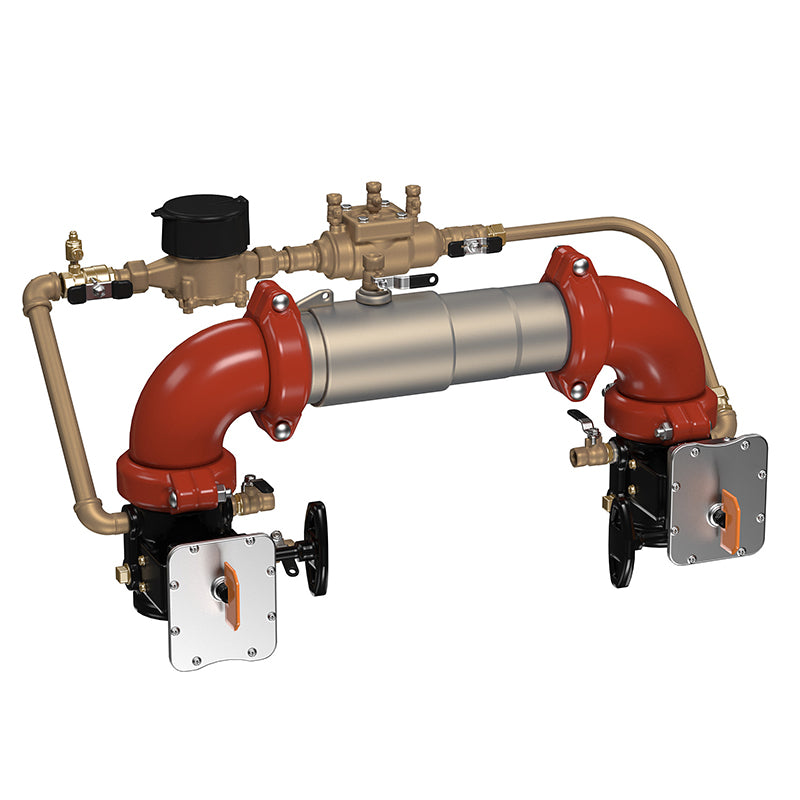 Ames® 8" LFC300N-BFG-CFM Colt Double Check Detector Assembly, Lead-Free, N Pattern, Grooved Gear Butterfly Valves, Tri-Link Checks, Cubic Feet Meter