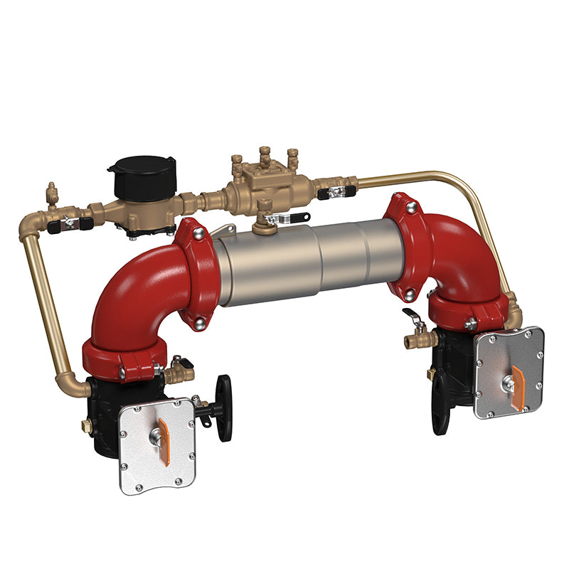 Watts® 6" LF757NDCDA-BFG-CFM Double Check Detector Assembly, Lead-Free, N Pattern, UL/FM Butterfly Valve Shutoffs, Cubic Feet Meter