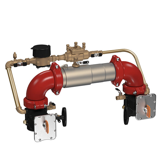 Watts® 6" LF757NDCDA-BFG-CFM Double Check Detector Assembly, Lead-Free, N Pattern, UL/FM Butterfly Valve Shutoffs, Cubic Feet Meter