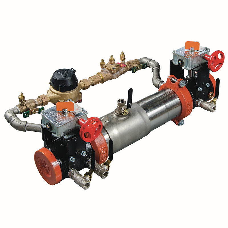 Watts® 8" LF757DCDA-BFG-CFM Double Check Detector Assembly, Lead-Free, UL/FM Butterfly Valve Shutoffs, Cubic Feet Meter