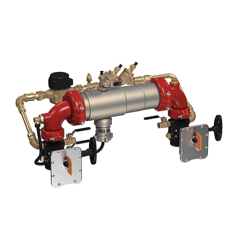 Watts® 4" LF957NRPDA-BFG-CFM Reduced Pressure Detector Assembly, Lead-Free, N Pattern, UL/FM Butterfly Valve Shutoffs, Cubic Feet Meter