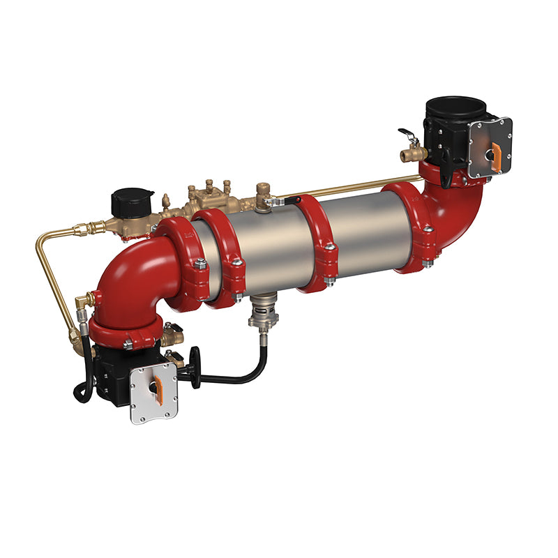 Ames® 6" M500Z-BFG-CFM Maxim Reduced Pressure Detector Assembly,  Z Pattern, Grooved Butterfly Shutoffs, Link Check Modules, Cubic Feet Meter