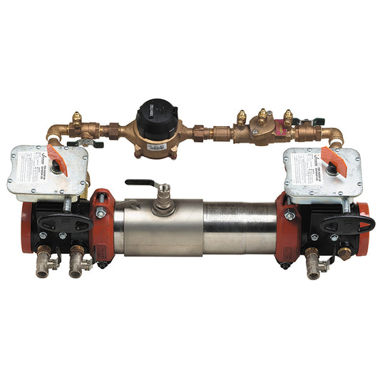 Ames® 8" C300-BFG-CFM Colt Double Check Detector Assembly, Grooved Gear Butterfly Valves, Tri-Link Checks, Cubic Feet Meter