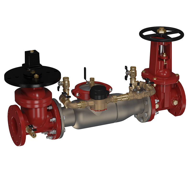 Ames® 4" 3000SS-PIVXOSY-GPM Double Check Detector Assembly, Post Indicator Valve x OSY Shutoff Valve, Cam-Check Valves, Gallons/Minute Meter