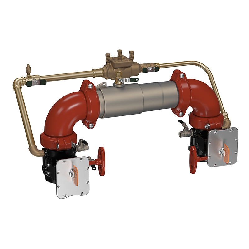 Ames® 4" C300N-BFG-LM Colt Double Check Detector Assembly,  N Pattern, Grooved Gear Butterfly Valves, Tri-Link Checks, Less Meter