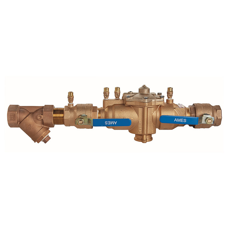 Ames® 2" 4000BM2-S  Bronze Reduced Pressure Zone Assembly w/ Quarter Turn Ball Valve Shutoff, Bronze Strainer