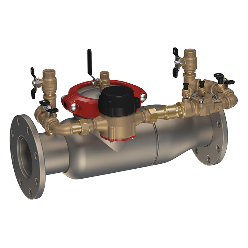 Ames® 12" 3000SS-LG-CFM Double Check Detector Assembly,  Less Shutoff, Cam-Check Valves, Cubic Feet Meter
