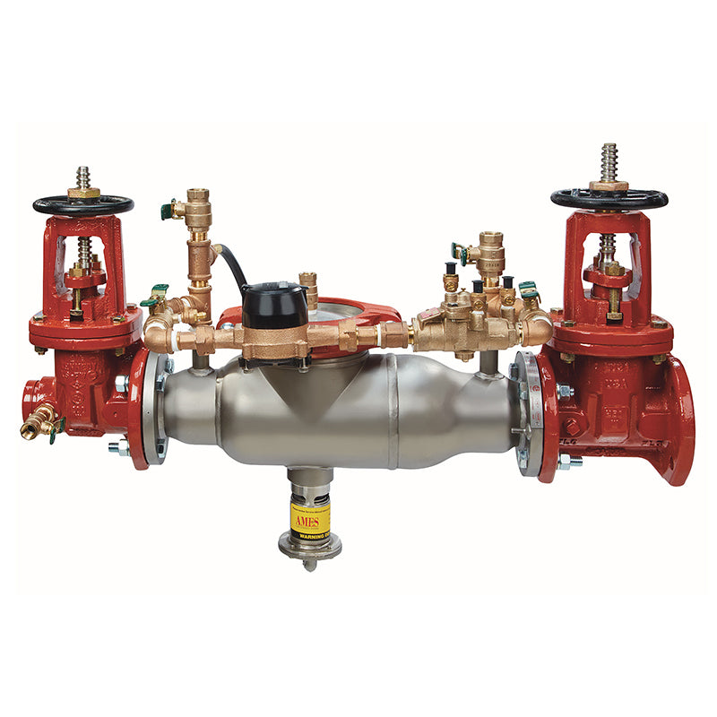 Ames® 2 1/2" 5000SS-DOSY-GXF-CFM Reduced Pressure  Detector Assembly, Domestic OSY Shutoffs, Grooved Inlet x Flanged Outlet, Cam-Check Valves, Cubic Feet Meter
