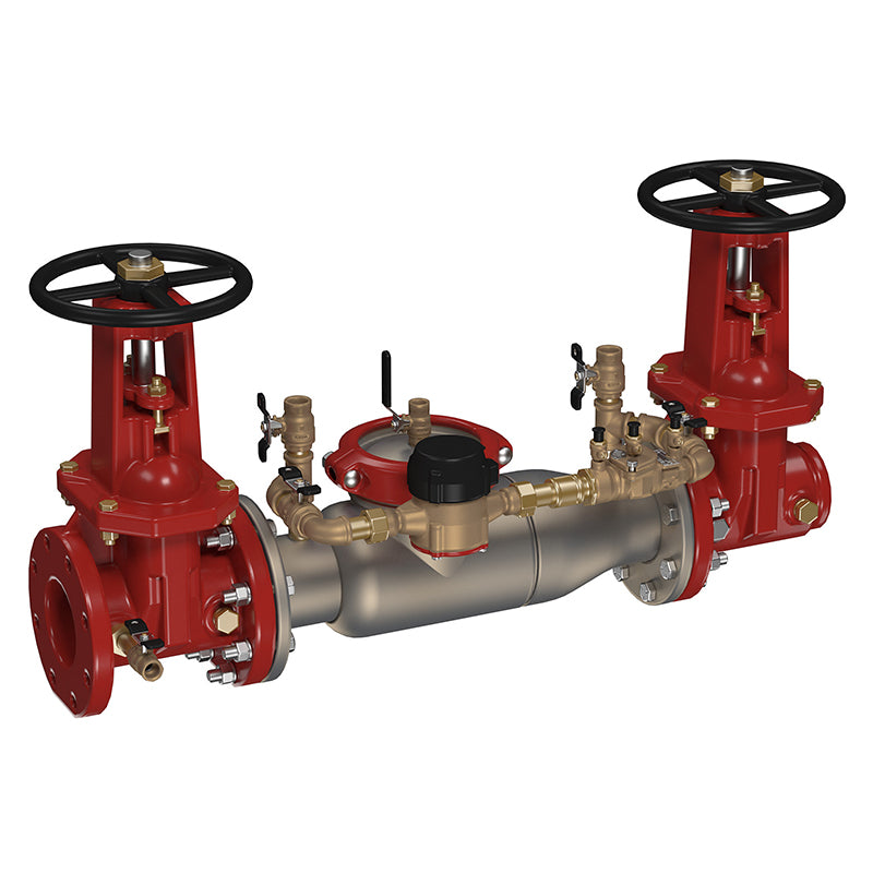 Ames® 3" 3000SS-DOSY-FXG-CFM Double Check Detector Assembly,  Domestic OSY Shutoffs, Flanged Inlet x Grooved Outlet, Cam-Checks, Cubic Feet Meter