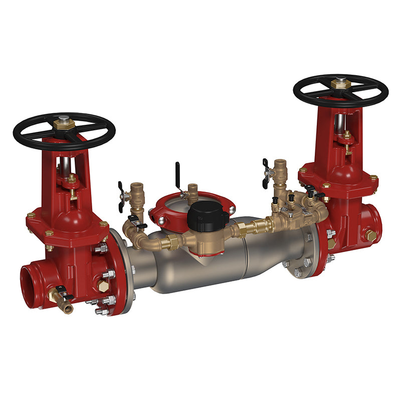 Ames® 6" 3000SS-DOSY-GXG-CFM Double Check Detector Assembly, Groove x Groove Domestic OSY Shutoffs, Cam-Check Valves, Cubic Feet Meter