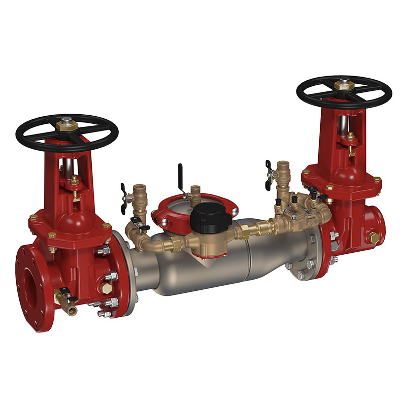 Ames® 6" 3000SS-DOSY-FXG-GPM  Double Check Detector Assembly, Domestic OSY Shutoffs, Flanged Inlet x Grooved Outlet, Cam-Checks, Gallons/Minute Meter