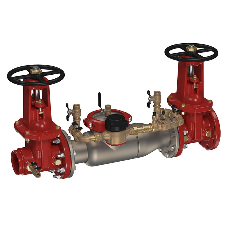 Ames® 10" 3000SS-DOSY-GXF-CFM  Double Check Detector Assembly, Groove x Flange Domestic OSY Shutoffs, Cam-Check Valves, Cubic Feet Meter